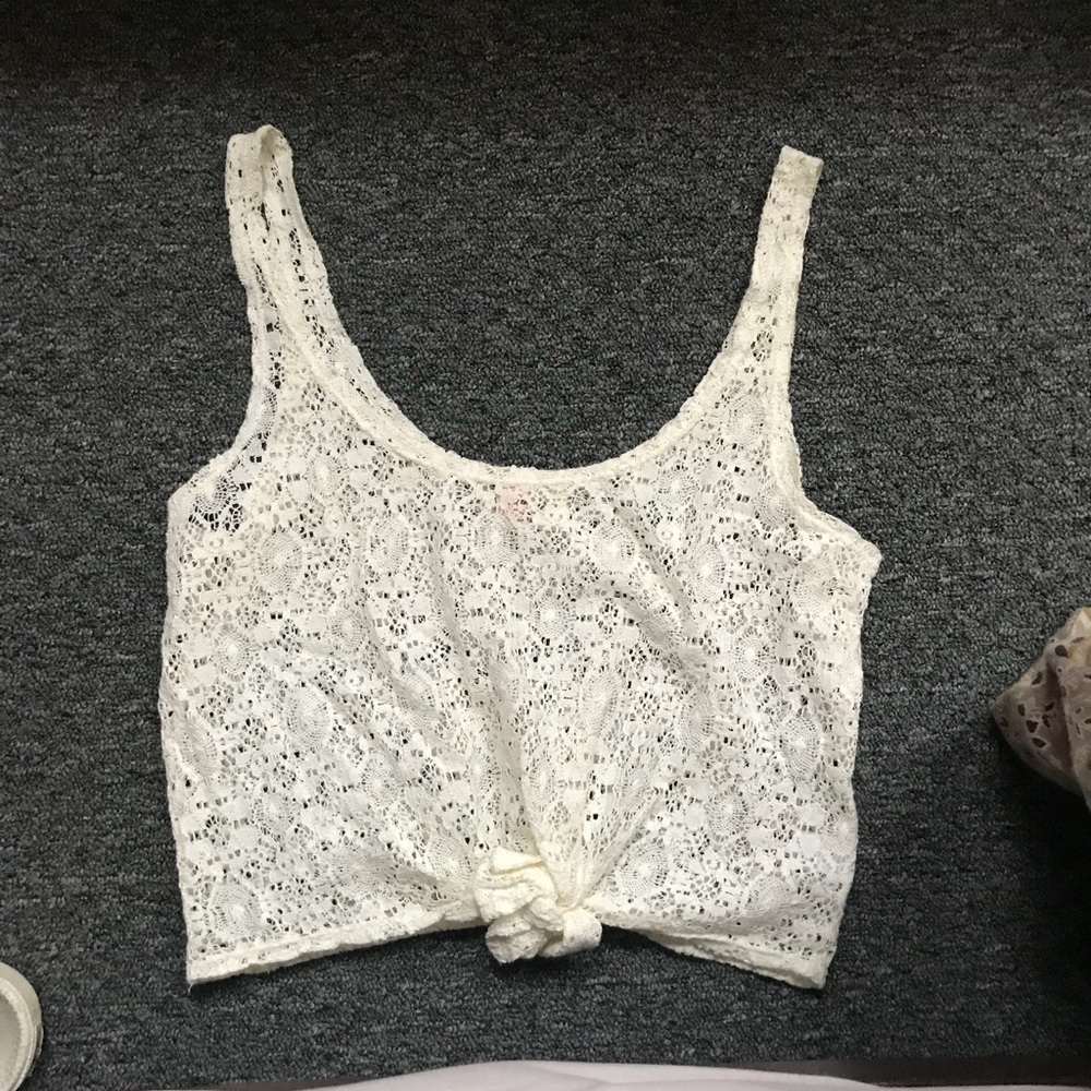 Off white crochet knotted crop top